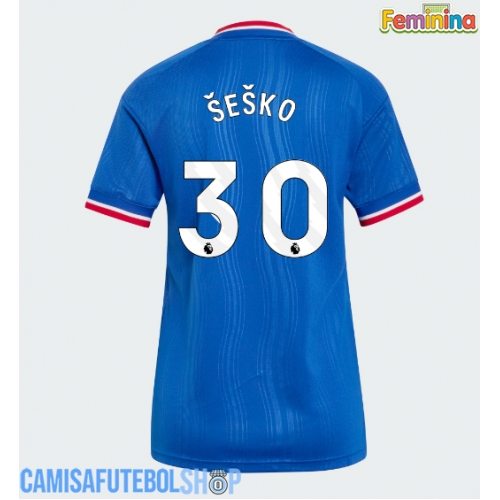 Camisa de time de futebol Manchester United Benjamin Sesko #30 Replicas 2º Equipamento Feminina 2026-27 Manga Curta